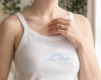 Mrs. Pajama Set, Mrs Tank & Short, Bridal Pjs, Bride Pajamas, Mrs. Set, Bridal Shower Outfit, Engagement Gift for Her, Embroidered