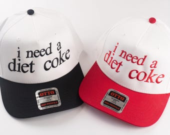 Diet Coke Embroidered Hat: Funny Trendy Baseball Cap