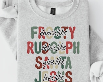 Christian Christmas Sweatshirt, Love Like Jesus Shirt, Bright Bold Lettering, Holiday Party Outfit, Gift for Sunday School Teacher - S49