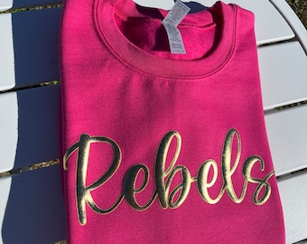 Puff Print Custom Team Name Sweatshirt, scool Mascot Sweatshirt shirt, Gift for Mom, Christmas vakentine Gift Idea, Embossed School Spirit