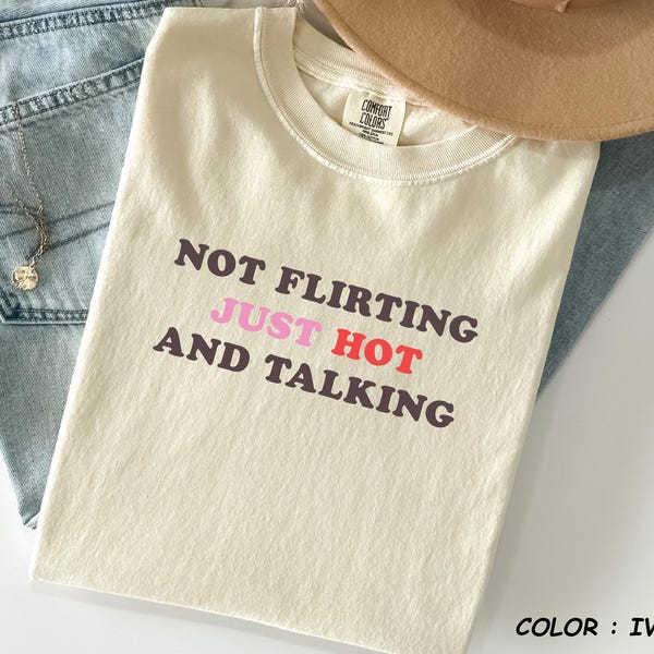 Comfort Colors Shirt, Not Flirting Just Hot And Talking, Funny Sarcastic Tee, Confident Girl Gift, Viral Meme Top, Trendy Graphic Tee-VL34