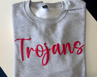 Sudadera personalizada con nombre de equipo, sudadera con mascota, estampado de hojaldre, estampado en relieve, regalo para mamá, idea de regalo de Navidad, sudadera con espíritu escolar