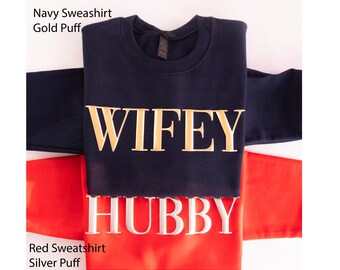 Personalized Wifey and Hubby Sweatshirt Wedding Gift Gift for Bride New Wife Sweatshirt Unique Bridal Shower Gift Newlywed Honeymoon Present