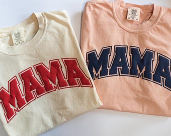 Comfort Colors® Puff Print Mama Shirt, Mama Shirt, Gift for Mom, Mother's Day Gift, New Mom Gift, Puff Print Mom, College Block Mama Tee