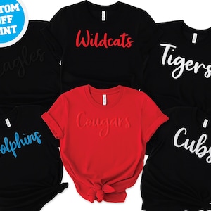 Custom Mascot Tshirt, Team Name Tshirt, Puff Print, Embossed Print, Gift for Mom, Christmas Gift Idea, School Spirit Tshirt, Back to school.