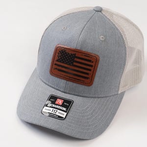 Gorra de papá con nombre y bandera desgastada de EE. UU., regalo personalizado para papá, gorra con parche de cuero, gorra de camionero, gorra de papá, gorra del 4 de julio, gorra de abuelo