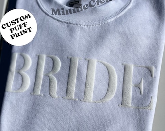 Personalisiertes Geschenk für Braut Sweatshirt Benutzerdefinierte PUFF gedruckt Verlobungsgeschenk Initial Herz Ärmel Brautparty Geschenk, Future Mrs SHIRT