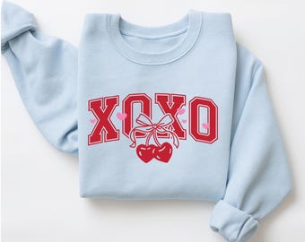 XOバレンタイン スウェットシャツ - キュートなバレンタインセーター、XOXOシャツ、ラブハートスウェットシャツ、彼女へのバレンタインギフト - VL1