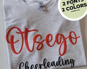 Sudadera personalizada con nombre de equipo, sudadera con mascota, estampado de hojaldre, estampado en relieve, regalo para mamá, idea de regalo de Navidad, sudadera con espíritu escolar