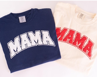 Comfort Colors® Puff Print Mama Shirt, Mama Shirt, Gift for Mom, Mother's Day Gift, New Mom Gift, Puff Print Mom, College Block Mama Tee