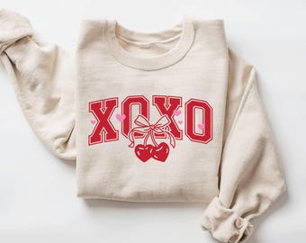 XOバレンタイン スウェットシャツ - キュートなバレンタインセーター、XOXOシャツ、ラブハートスウェットシャツ、彼女へのバレンタインギフト - VL1