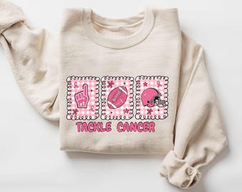 Tackle Cancer Sweatshirt, Pink Football Shirt, Brustkrebs Bewusstsein Pullover, Spieltag Pink Out Outfit, Support Cancer Geschenk - CC1