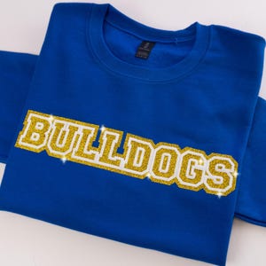 Custom Puff and Glitter Team Name Sweater, Glitter Team Name Sweater, Embossed School Mascot Sweatshirt, School Spirit Shirt, Football Mom