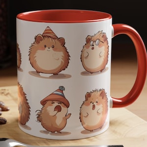 Cute Hedgehog Illustration Mug - Adorable Hedgehog Lover Gift - Pretty Hedgehog Coffee & Tea Cup with Artistic Design