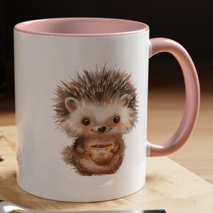 Cute Hedgehog Illustration Mug - Adorable Hedgehog Lover Gift - Pretty Hedgehog Coffee & Tea Cup with Artistic Design