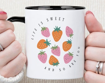 Life is Sweet Retro Design Mug, Self Care Mental Health Gift, Motivational Quotes, Mindfulness, Inspirational Mug, Positive Affirmations