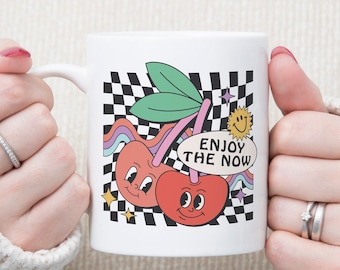Retro Groovy Coffee Mug, 80s Style, Colorful Aesthetic Cup