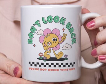 Retro Groovy Ceramic Coffee Mug, 80s Aesthetic