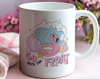 Hallo Sommer Kaffeebecher, Flamingo Float, Geschenk für sie, Sommerbecher, süße Tasse, Sommergerichte, Sommerzeit, Kaffeebecher, Geschenk, Sommergeschenk