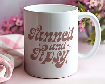 Kaffeetasse, süße Tasse, Sommergeschenk, Hallo Sommer, Geschenk für sie, Sommer-Dekor, gebräunt und beschwipst, Sommerzeit, Kaffee, Sommergeschirr, Sommertasse
