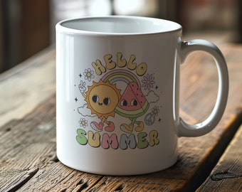 Hallo Sommer Kaffeebecher, Sommer Geschenk, Sommer Becher, süße Tasse, Sommer Geschirr, Sommerzeit, Kaffeebecher, Sommer Geschenk