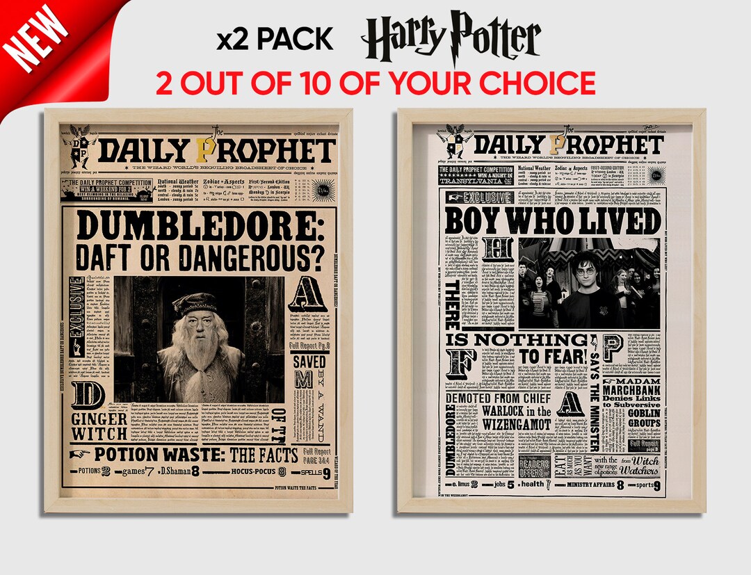 Set of 2 Remastered Printable Daily Prophet Pages HP Posters - Etsy