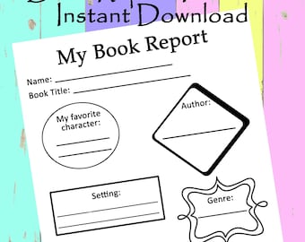 Book Report Worksheet Printable Template, Reading Class Worksheet Printable, Grade School Classroom Report,  Homeschool Resource - Digital