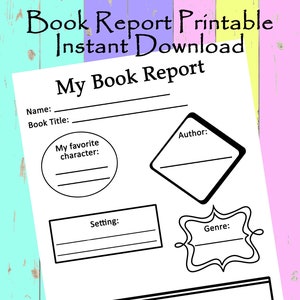 Book Report Worksheet Printable: Reading Class Resource (Digital)