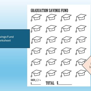 Graduation Savings Printable Worksheet Template, Graduation Savings Fund Printable Tracker - Digital Download