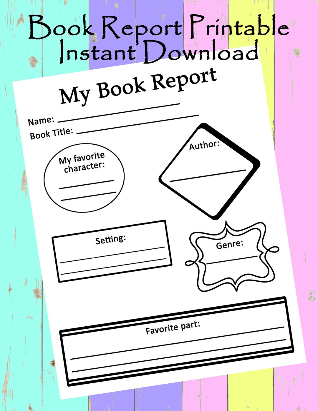 Book Report Worksheet Printable Template, Reading Class Worksheet ...