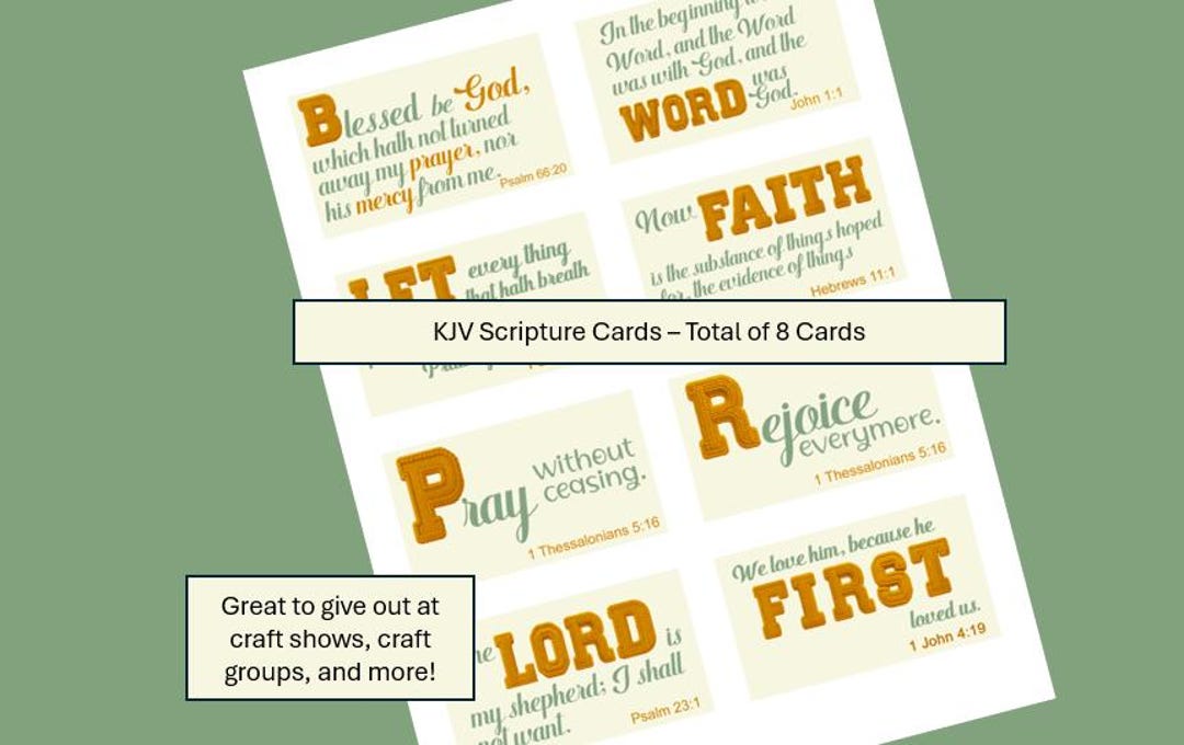 Bible Verse Cards I Yarn Scripture Cards I KJV Printable Scripture ...
