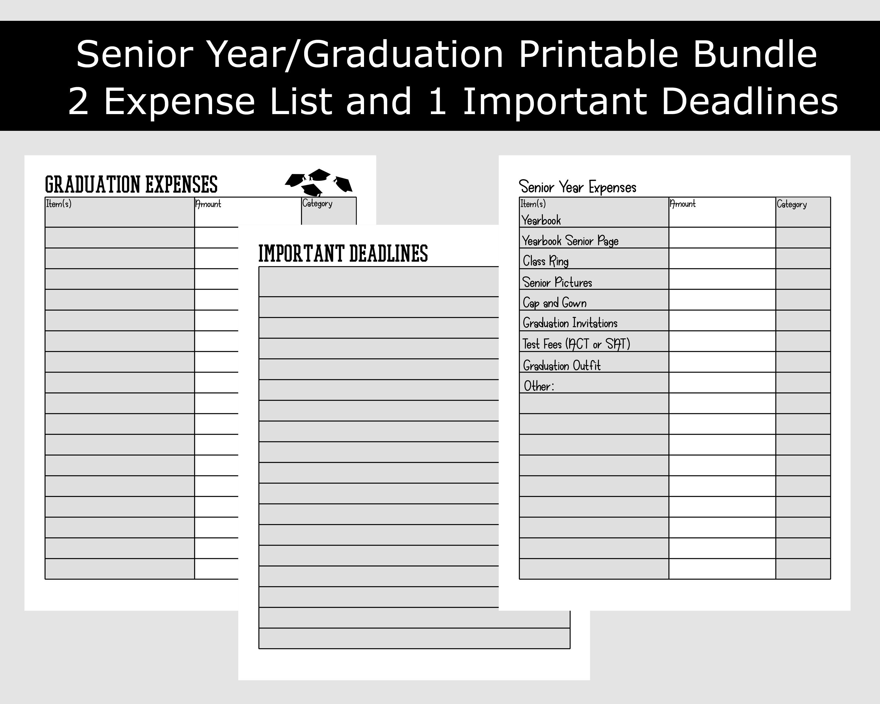 Graduation Printable Planner Bundle - Senior Year Printable - College ...