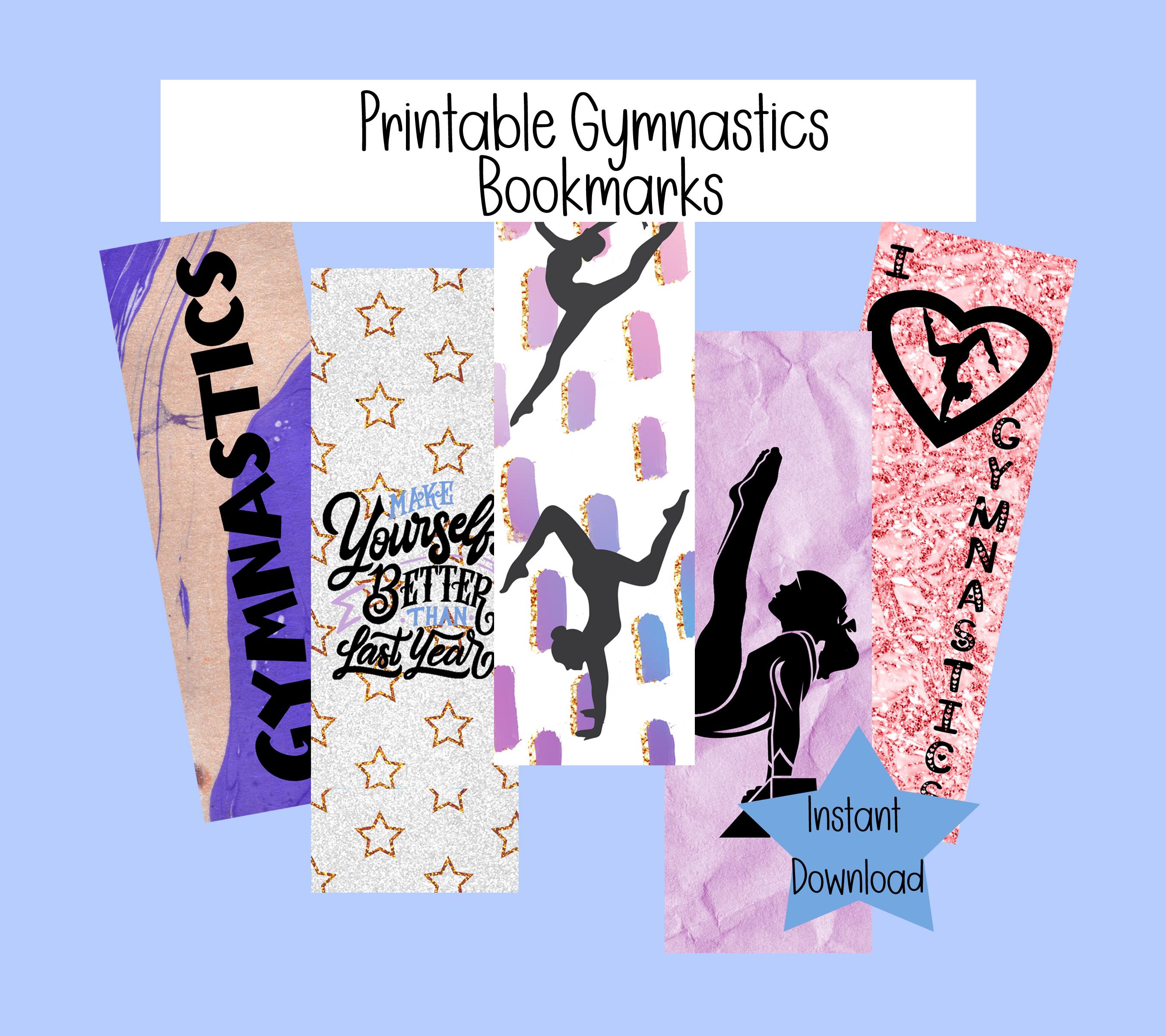 Printable Gymnastics Bookmarks - 5 Designs - Gymnast Gift - Digital Download