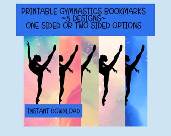 Printable Gymnastics Bookmarks - Printable Dancer Bookmarks - 5 Designs - Gift for Gymnast/Dancer - Double Sided - Digital Download