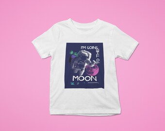 Kids Girls to the Moon Kids Heavy Cotton™ Tee, Empowering STEMINIST Shirt, Gift for Young Girls, Female Power, Women in Space