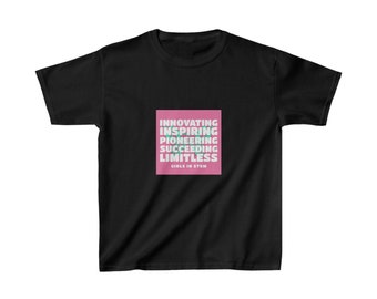 Kids Inspirational Girls in STEM, Kids Heavy Cotton™ Tee, Female Empowerment Gift, Innovative, Girl Power, STEMINIST, Women in STEM