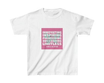 Kids Inspirational Girls in STEM, Kids Heavy Cotton™ Tee, Female Empowerment Gift, Innovative, Girl Power, STEMINIST, Young Women in STEM