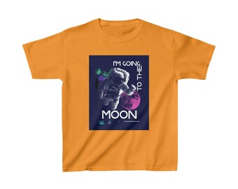 Kids Girls to the Moon Kids Heavy Cotton™ Tee, Science Gift for Her, Female Power, STEMINIST, STEM shirt, Women in STEM