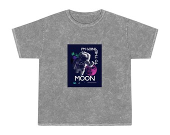 Girls to the Moon Unisex Mineral Wash T-Shirt, Science Gift for Her, Female Power, STEMINIST, STEM shirt, Women in STEM