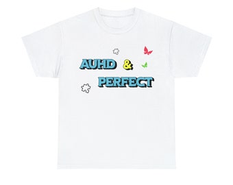 AUHD Unisex Heavy Cotton Tee, AUHD & Perfect Logo Shirt, Casual Graphic Tee, Comfortable T-shirt, Autism and AHDH Awareness Top