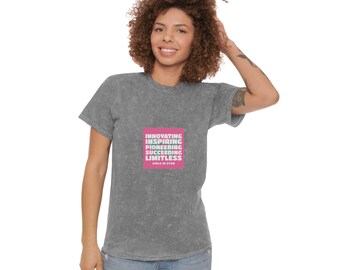 T-Shirt Inspirational Girls in STEM Unisex Mineral Wash, Female Empowerment Gift, Innovative, Girl Power, STEMINIST, Women in STEM