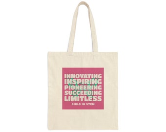 Women in Science Cotton Canvas Tote Bag, Steminist Bag, Science Lover Gift, Feminist Tote, Empowerment Bag, Gift for Her