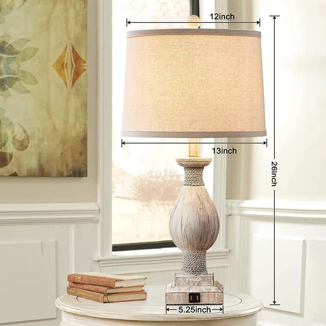 Rustic Farmhouse Table Lamps for Living Room Set of 2 With USB Etsy