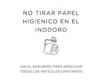 Letrero de baño inglés español sensible séptico