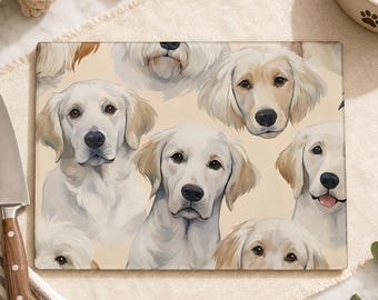 Geschenke für Golden-Retriever-Fans, Schneidebrett aus Glas, Küchendekoration mit Golden-Retriever-Motiv, Servierbrett für Hundebesitzerinnen, Geschenk für Doodle-Fans