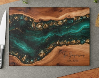 Realtor Abschluss Geschenk, personalisierte Glas Schneidebrett, Epoxy Geode Holz Design, Charcuterie Servierplatte, Housewarming Hochzeitsgeschenk