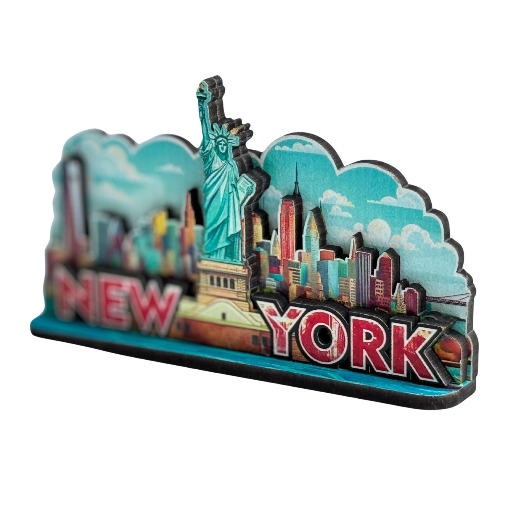 Statue of Liberty Wooden Magnet: NYC Travel Souvenir (4 X 2.5