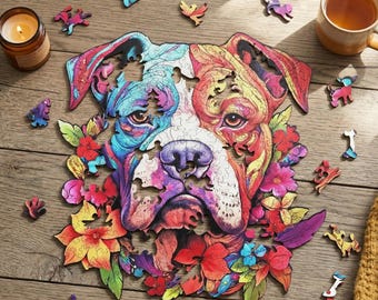 Rompecabezas de madera de perro bóxer, piezas cortadas con láser, regalo personalizado para amantes de los perros, rompecabezas de madera único para adultos, regalo de cumpleaños