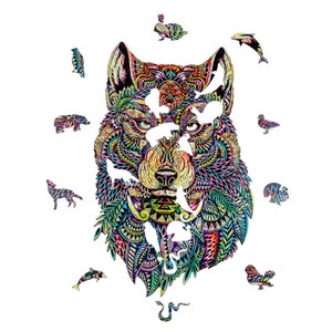 Wolf Wilderness: Premium Wooden Jigsaw Puzzle – Laser Cut 183 Animal-Shaped 3D Pieces, Large Size (18.66” x 11.96”), Gift & Decor for Family