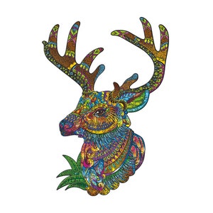 Graceful Deer Wooden Jigsaw Puzzle: Laser Cut Animal Pieces, Large 3D Decor